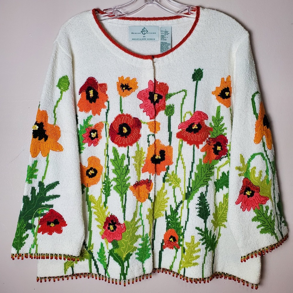 Design Options Philip Jane Gordon Poppy Flowers Poppies Garden Sweater Large